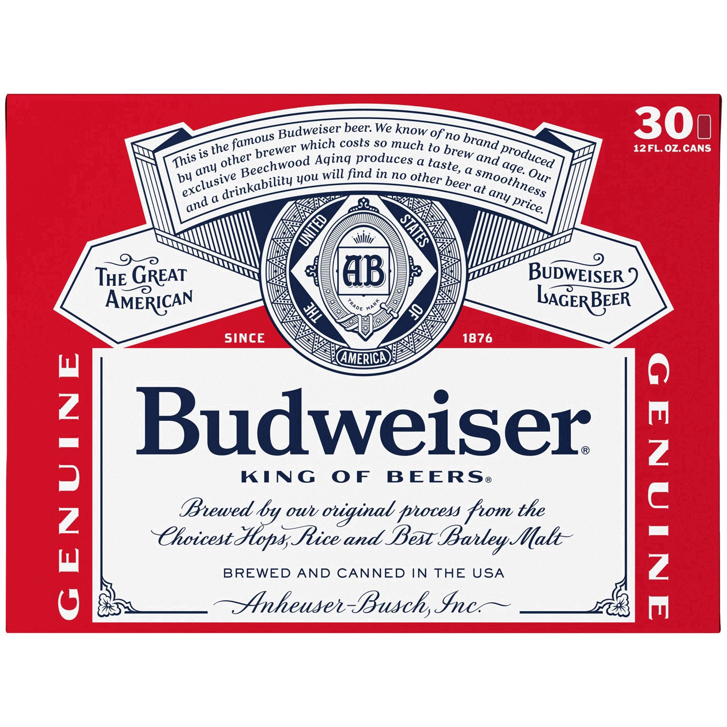 slide 17 of 93, Budweiser American Lager Beer 30 Pack, 12 fl oz Cans, 360 fl. oz