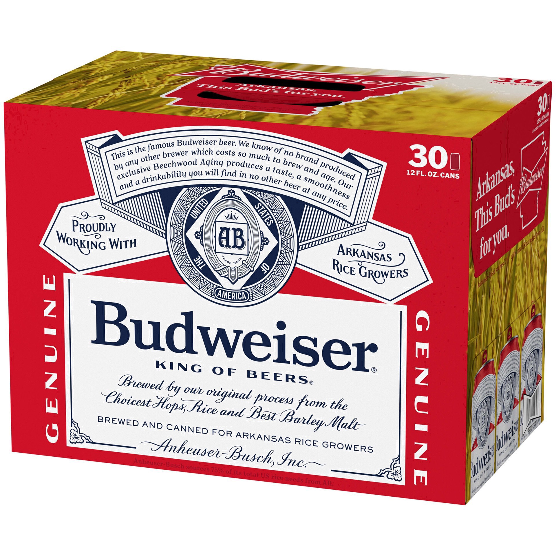 slide 32 of 93, Budweiser American Lager Beer 30 Pack, 12 fl oz Cans, 360 fl. oz