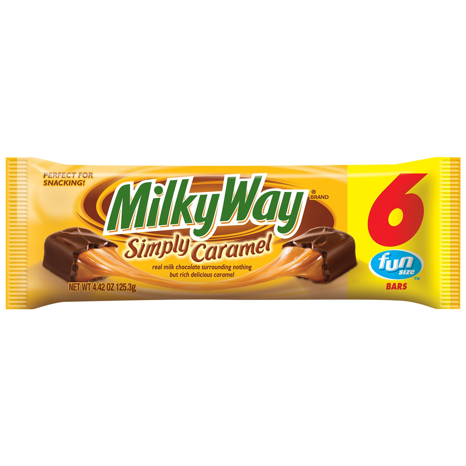 slide 1 of 8, Milky Way MILKY WAY Simply Caramel Milk Chocolate Candy Bars Bulk Pack, 4.42 oz, (Pack of 6), 4.42 oz