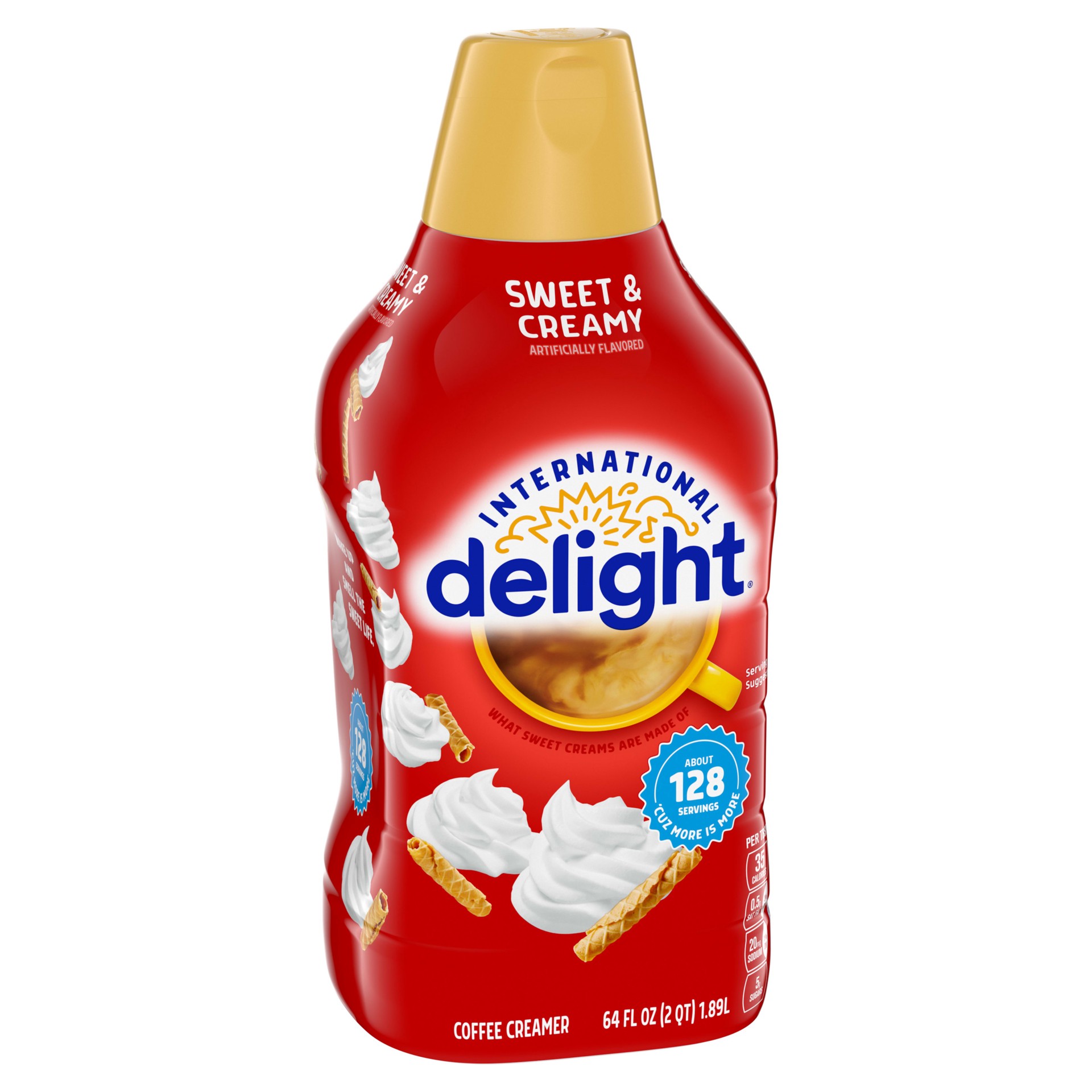 slide 2 of 5, International Delight Coffee Creamer, Sweet & Creamy, Refrigerated Flavored Creamer, 64 FL OZ Bottle, 64 fl oz