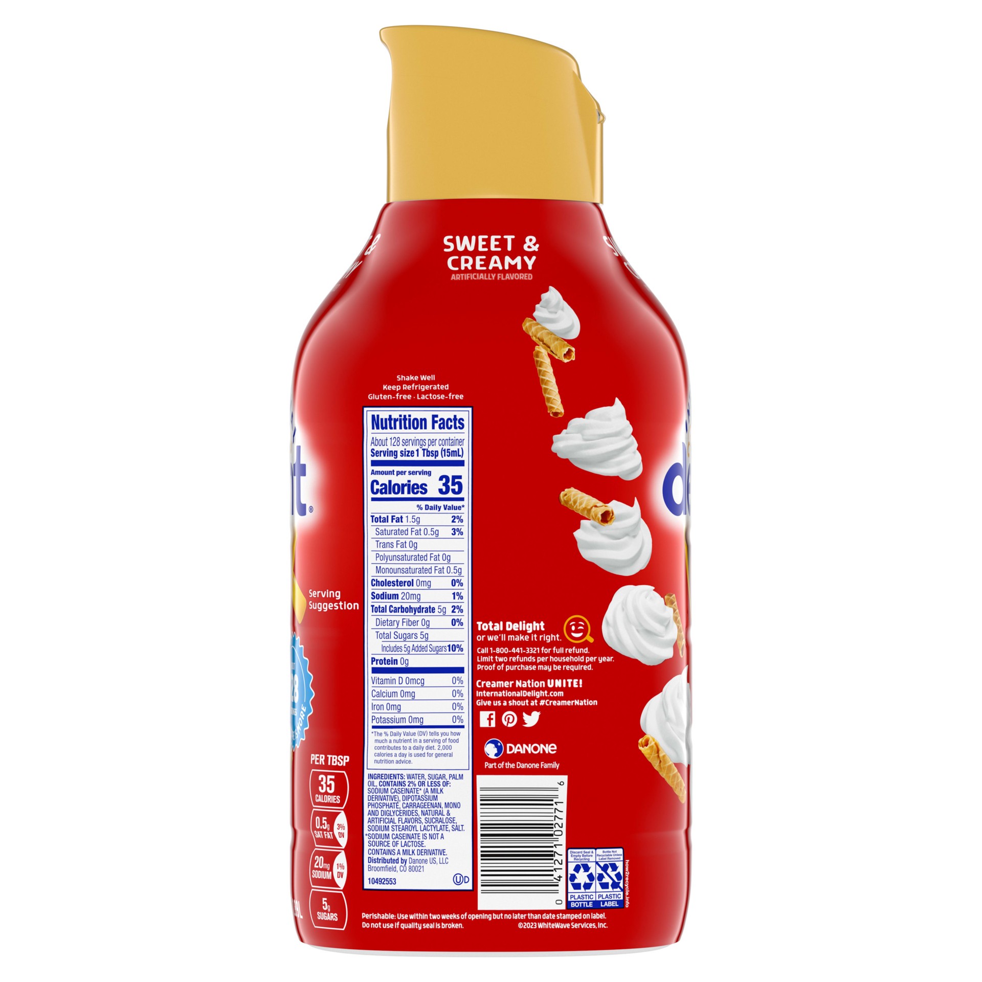 slide 3 of 5, International Delight Coffee Creamer, Sweet & Creamy, Refrigerated Flavored Creamer, 64 FL OZ Bottle, 64 fl oz