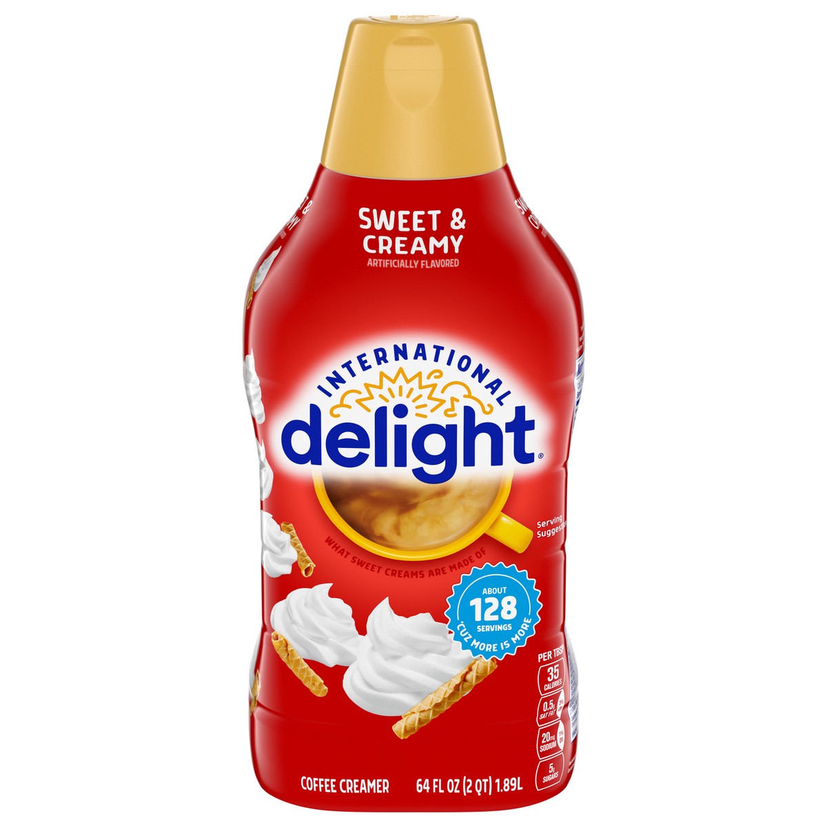 slide 1 of 5, International Delight Coffee Creamer, Sweet & Creamy, Refrigerated Flavored Creamer, 64 FL OZ Bottle, 64 fl oz