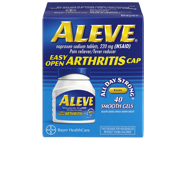 slide 1 of 1, Aleve Easy Open Arthritis Cap Pain Reliever Fever Reducer Smooth Gels , 40 ct