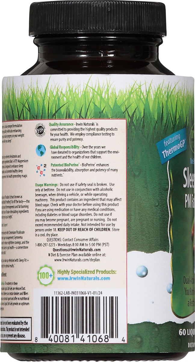 slide 6 of 13, Irwin Naturals Non-Stimulating Sleep Fit + PM Fat Burner 60 Liquid Soft-Gels, 60 ct