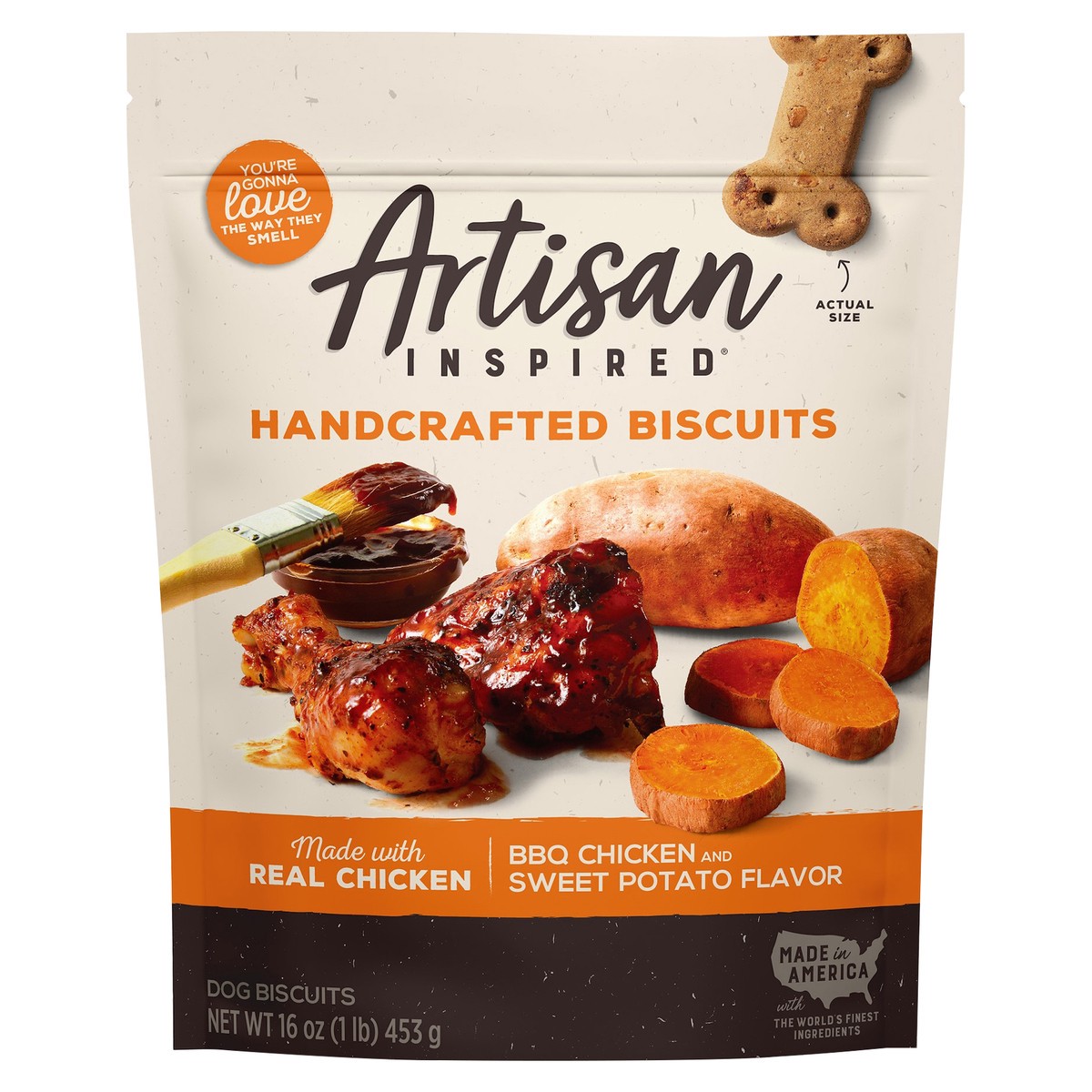 slide 1 of 3, Artisan Inspired BBQ Chicken and Sweet Potato Flavor Dog Biscuits 16 oz, 16 oz