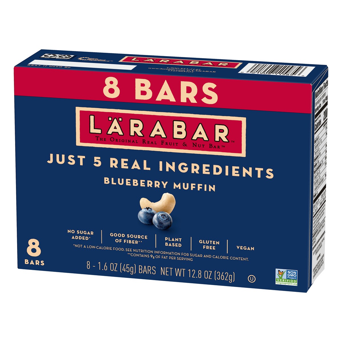 slide 3 of 9, LÄRABAR Blueberry Muffin, Gluten Free Vegan Fruit & Nut Bars, 1.6 oz, 8 ct, 8 ct