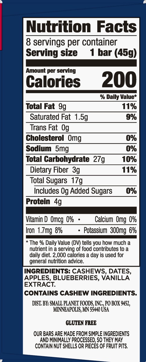 slide 6 of 9, LÄRABAR Blueberry Muffin, Gluten Free Vegan Fruit & Nut Bars, 1.6 oz, 8 ct, 8 ct