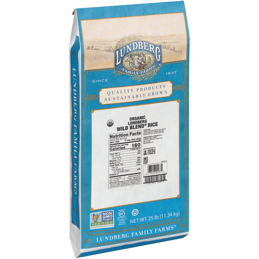 slide 2 of 8, Lundberg Organic Wild Blend Brown Rice, 25 lb