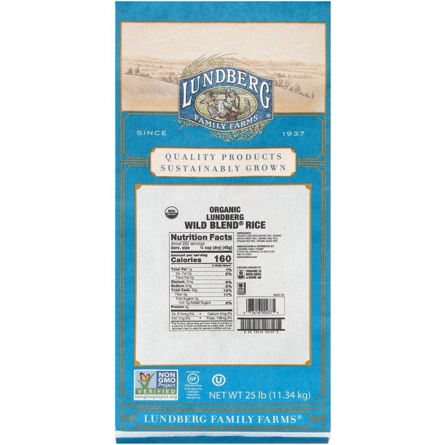 slide 1 of 8, Lundberg Organic Wild Blend Brown Rice, 25 lb