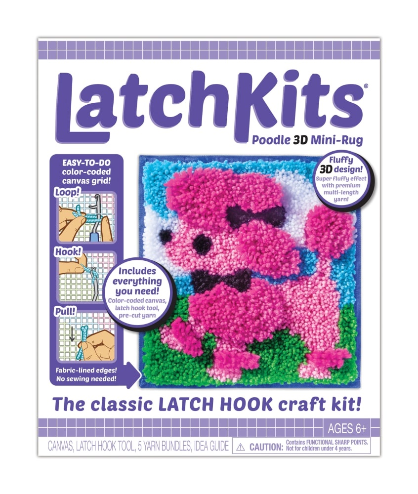 slide 1 of 1, Latchkits Poodle Mini-Rug Latch Hook Craft Kit, 1 ct