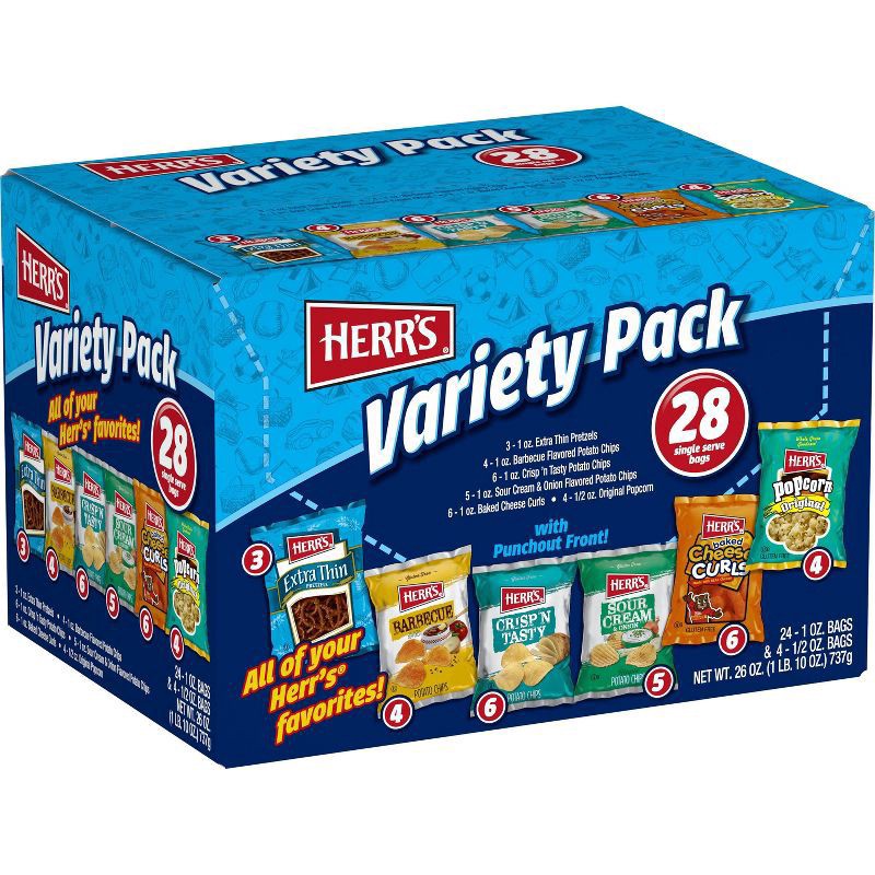 slide 4 of 4, Herr's Variety Pack Potato Chips, 26 oz