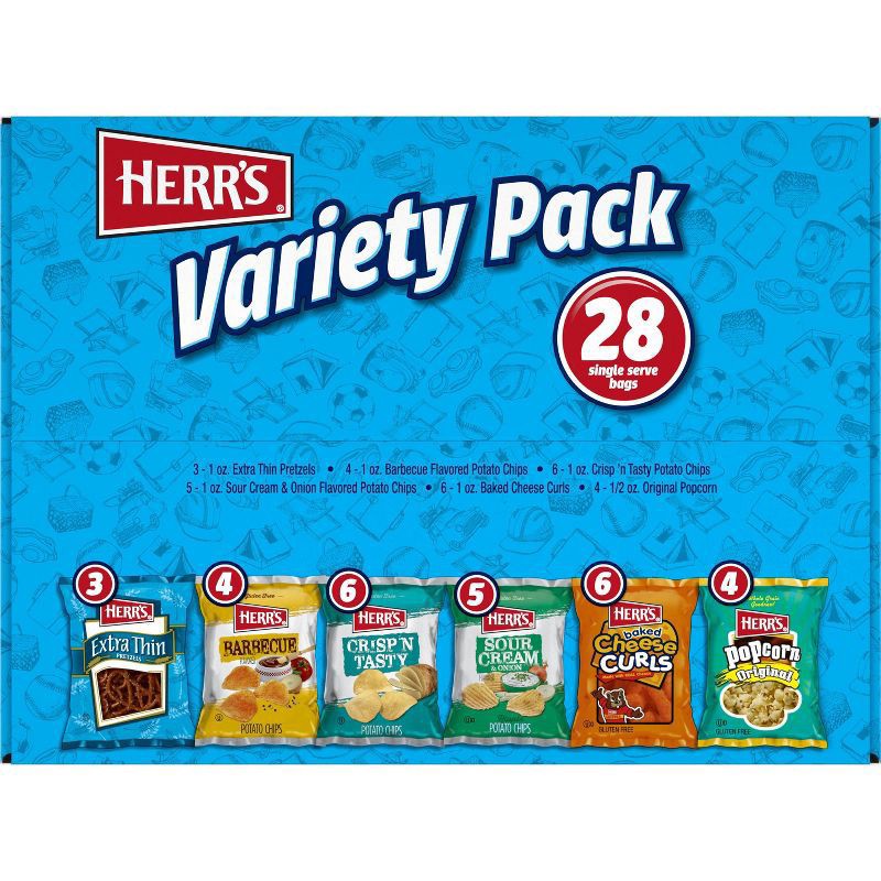 slide 2 of 4, Herr's Variety Pack Potato Chips, 26 oz