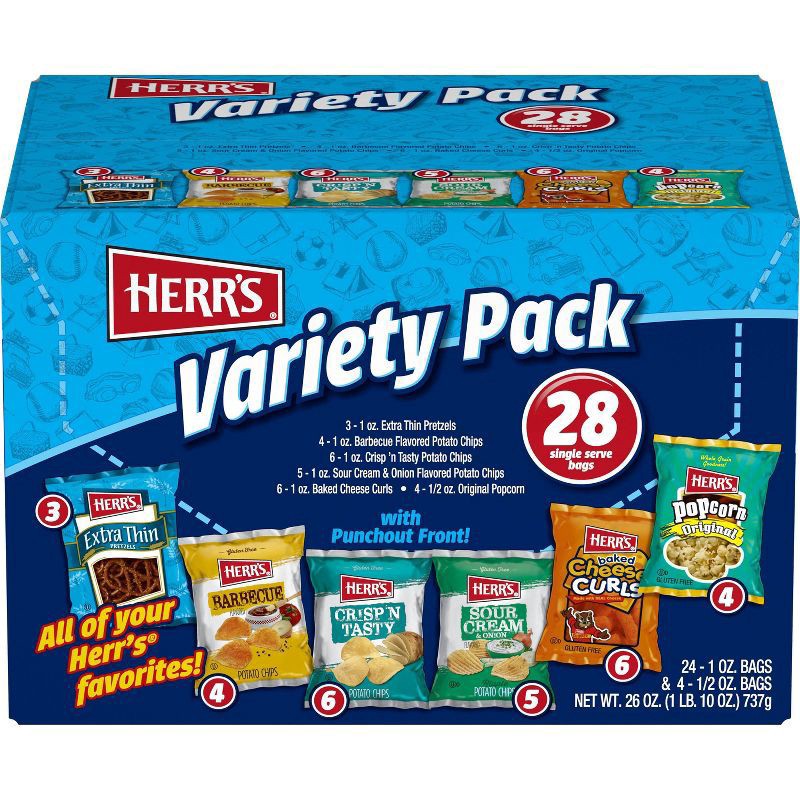 slide 1 of 4, Herr's Variety Pack Potato Chips, 26 oz