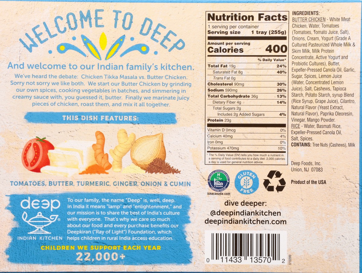 slide 4 of 9, Deep Indian Kitchen, Butter Chicken with Rice, 9 oz