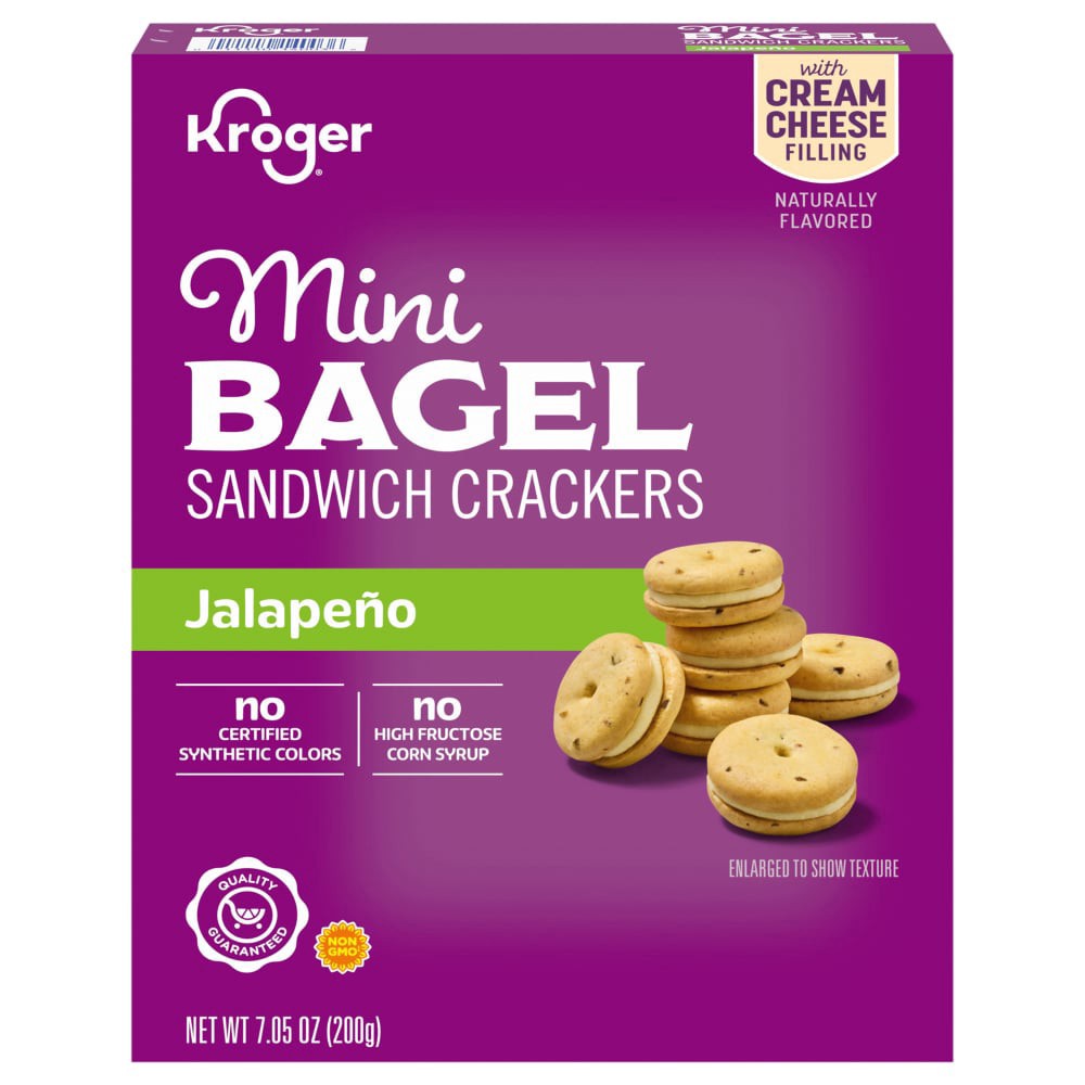 slide 1 of 5, Kroger Jalapeno Mini Bagel Sandwich Crackers, 7.05 oz