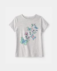Carters Girls Butterfly Graphic Tee - Grey Grey XL