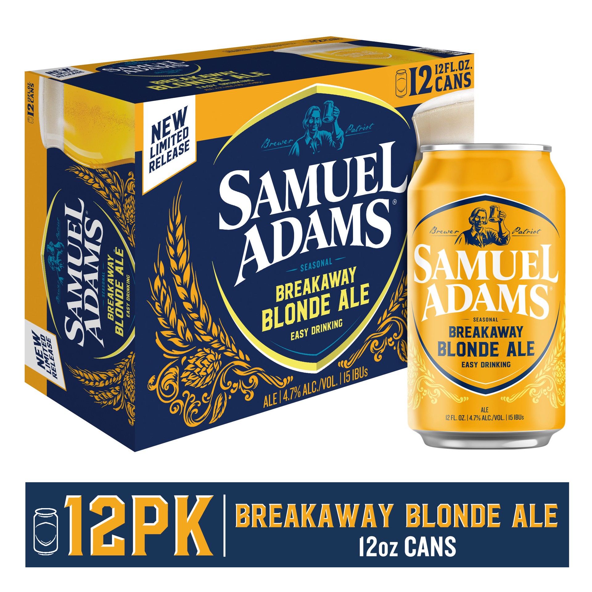 slide 1 of 6, Samuel Adams Breakaway Blonde Ale Seasonal Beer (12 fl. oz. Can, 12pk.), 12 ct