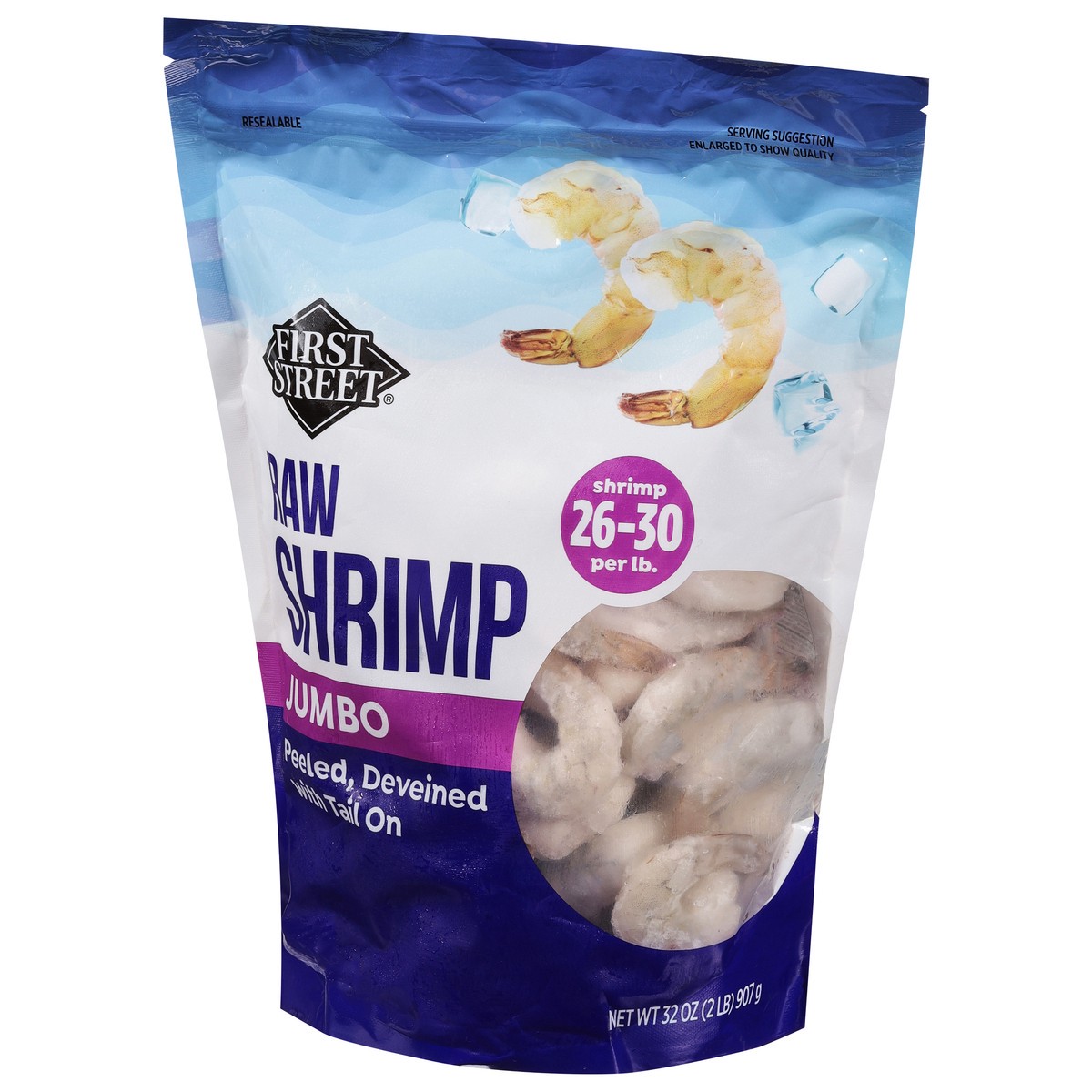 slide 10 of 14, First Street 26/30 Raw Shrimp Tail On, 2 lb