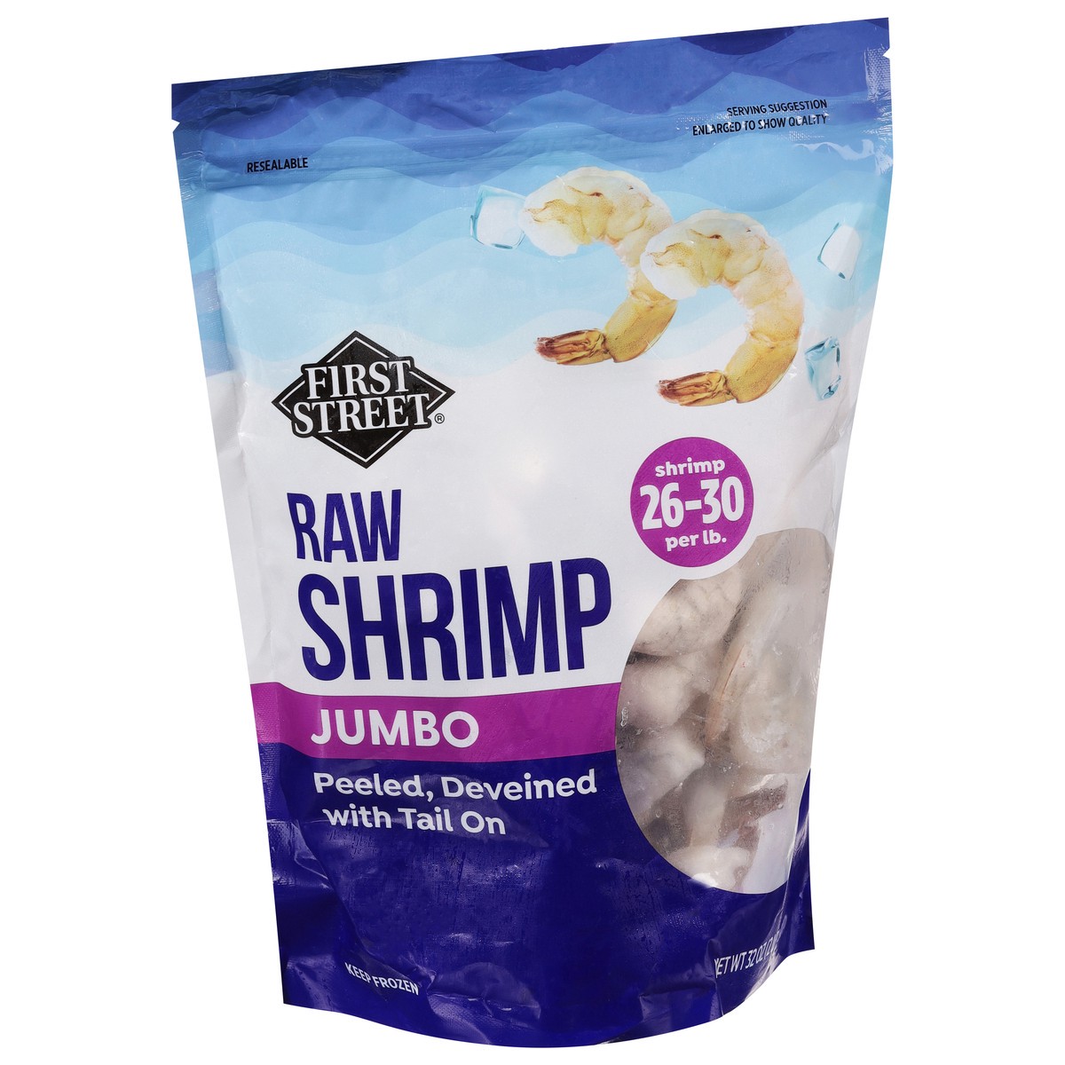 slide 3 of 14, First Street 26/30 Raw Shrimp Tail On, 2 lb