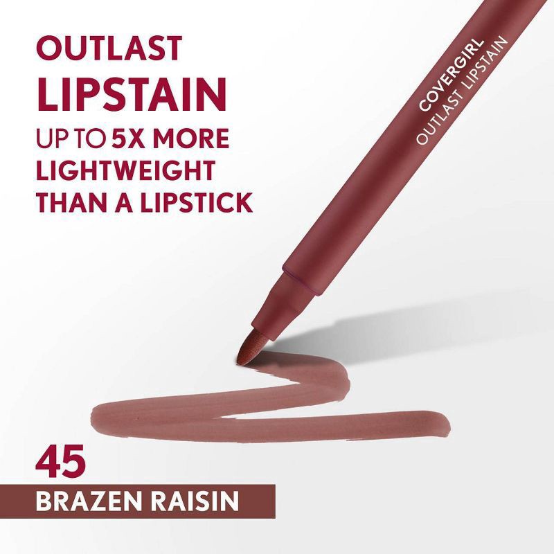 slide 9 of 9, Covergirl Outlast Lipstain - Brazen Raisin, 1 ct