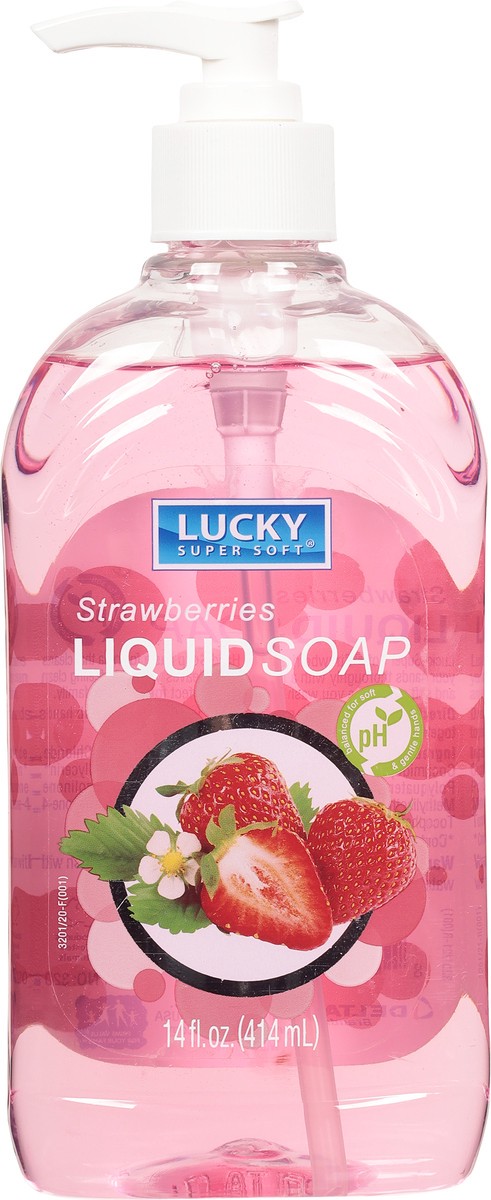 slide 9 of 10, Lucky Super Soft Strawberries Liquid Soap 14 fl oz, 14 fl oz