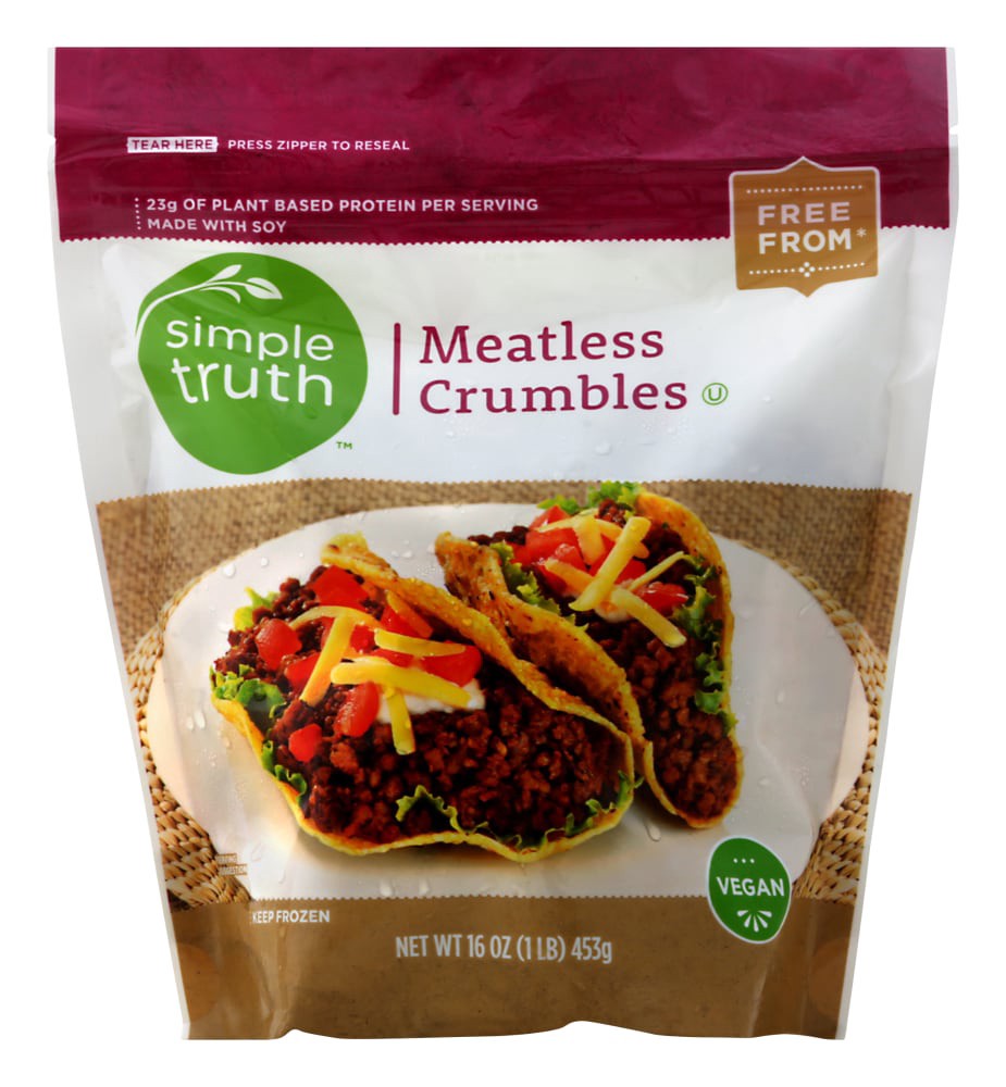 slide 1 of 8, Simple Truth Meatless Crumbles, 16 oz