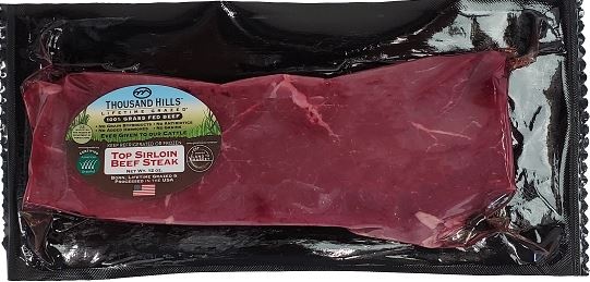 slide 1 of 1, Thousand Hills Top Sirloin Steak Grass Fed, 12 oz