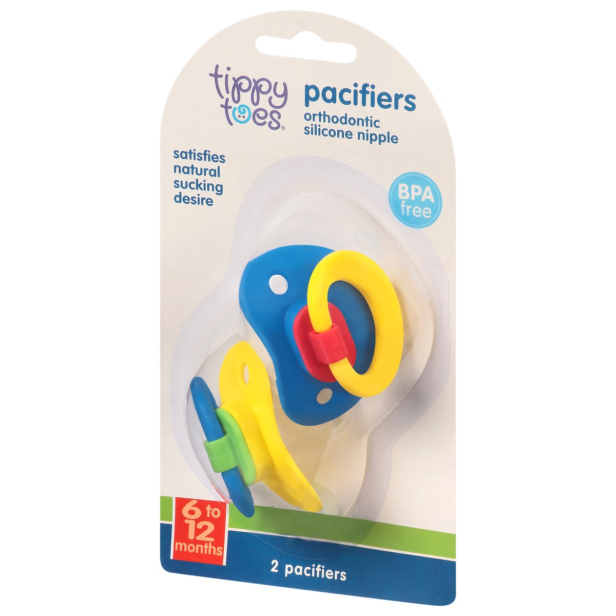 slide 2 of 8, Tippy Toes Orthodontic Silicone Nipple Pacifiers, 2 ct