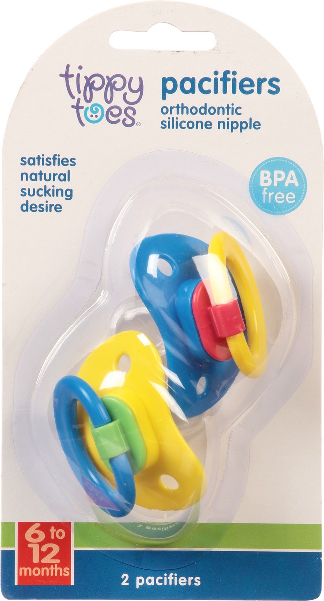 slide 6 of 8, Tippy Toes Orthodontic Silicone Nipple Pacifiers, 2 ct