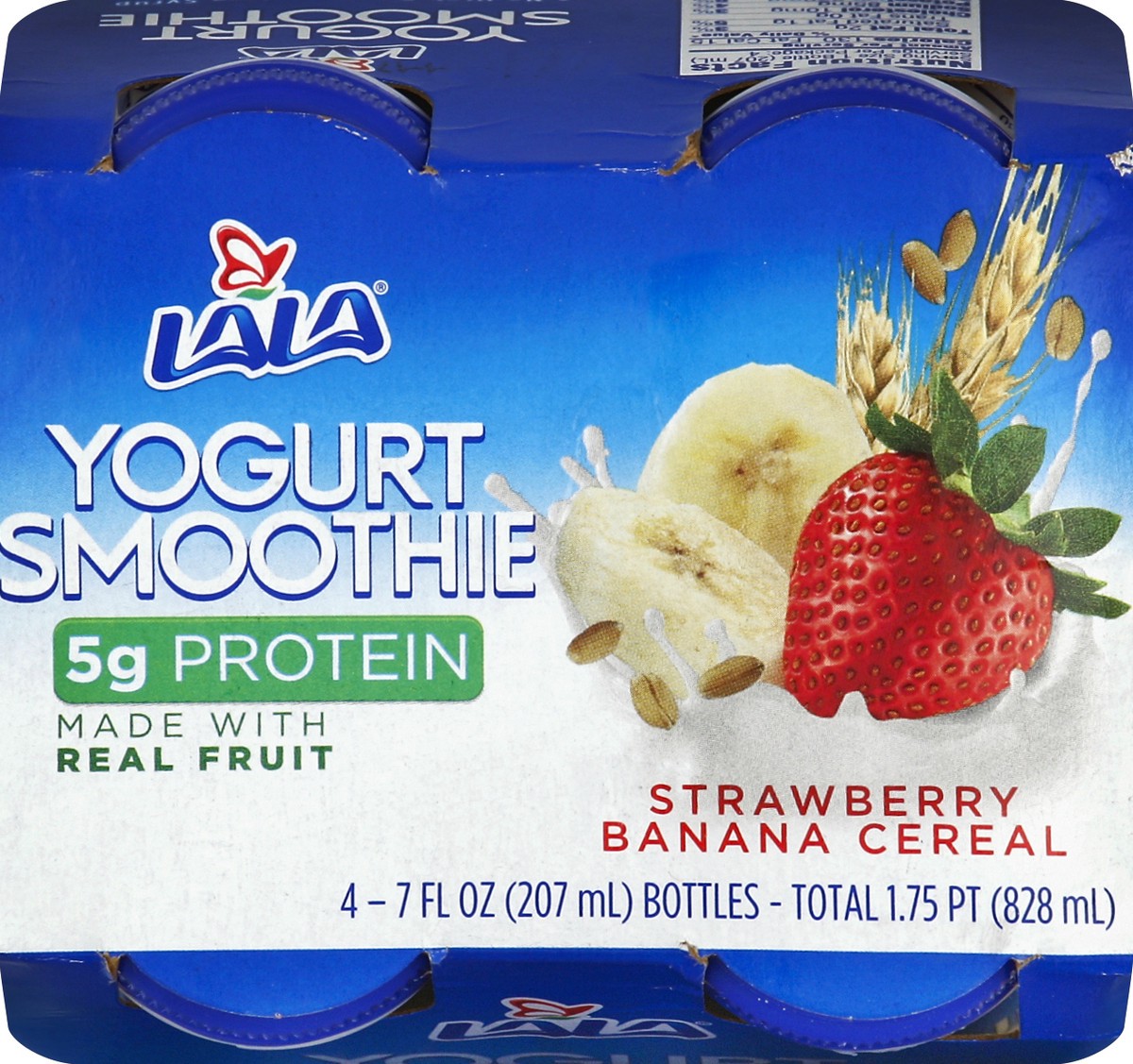 slide 2 of 4, LALA Strawberry Banana Cereal Yogurt Smoothie, 4 ct; 7 fl oz