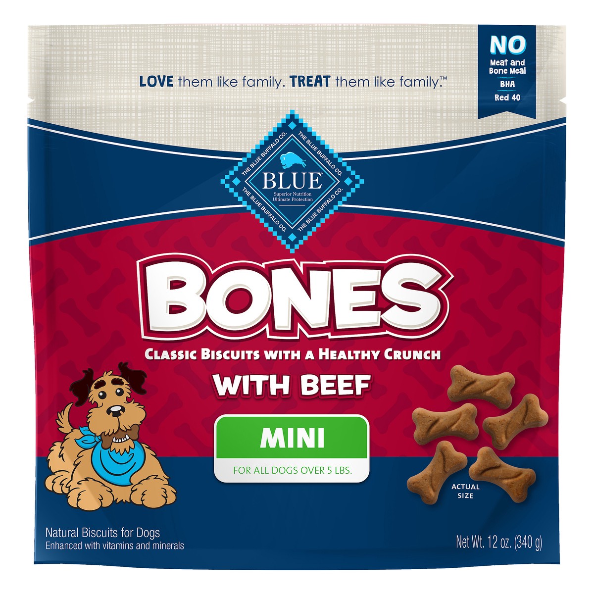 slide 1 of 2, Blue Buffalo Blue Bones Mini Natural with Beef Biscuits for Dogs 12 oz, 12 oz