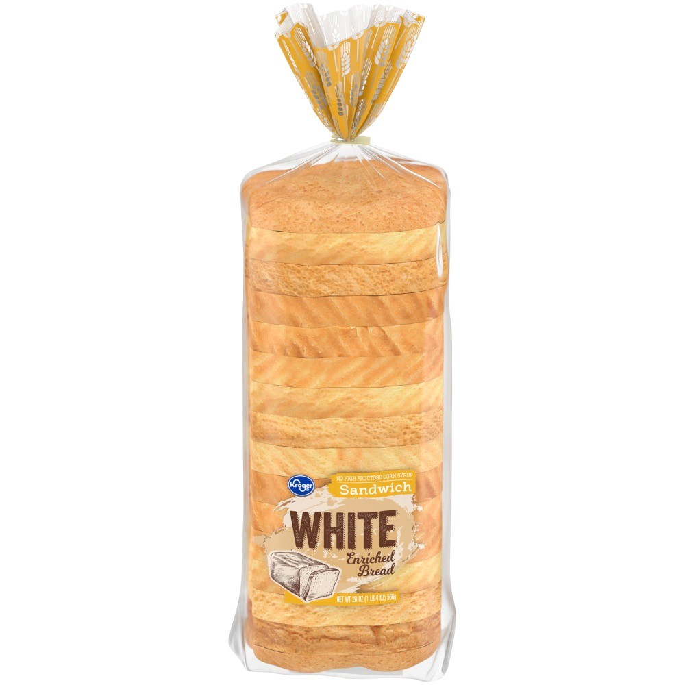 slide 1 of 4, Kroger White Sandwich Bread, 20 oz