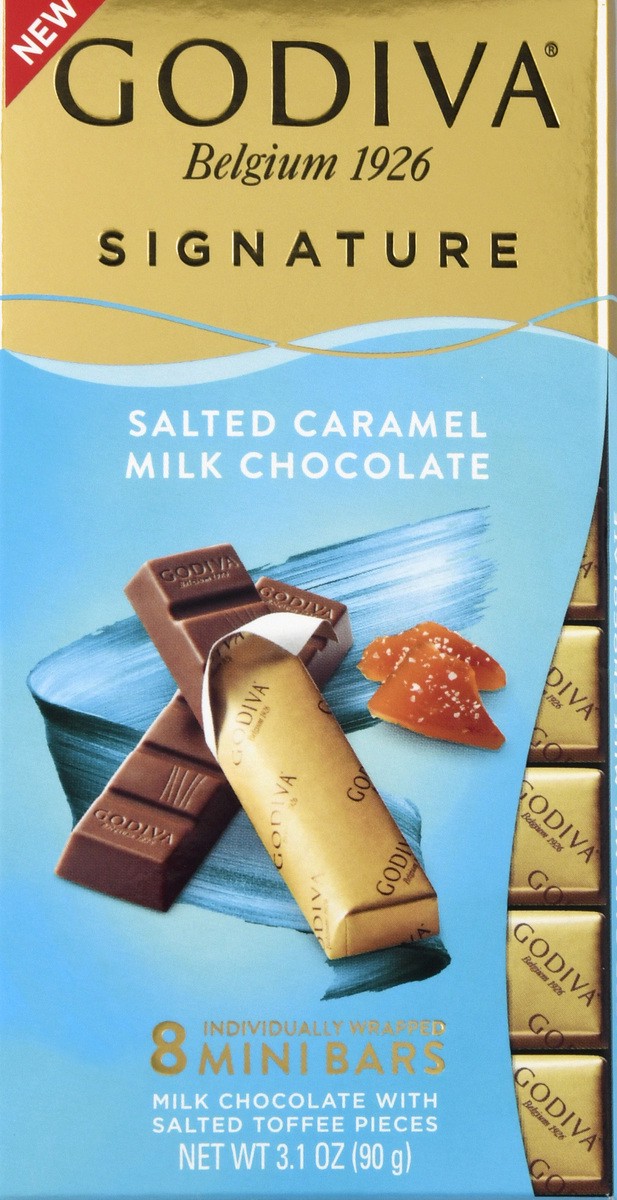 slide 1 of 9, Godiva Signature Salted Caramel Milk Chocolate 8 Mini Bars, 1 ct