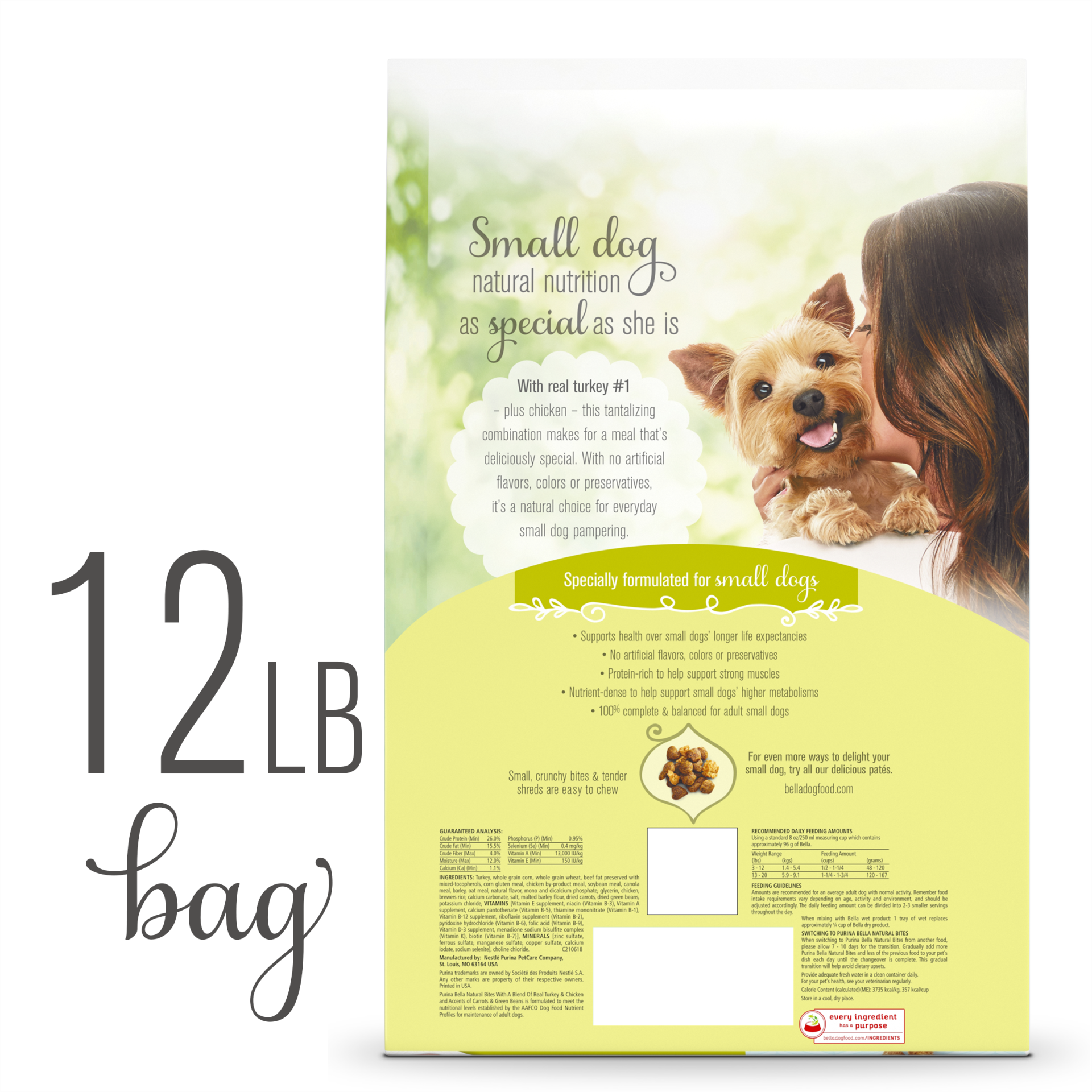 slide 4 of 7, Purina Bella Natural Small Breed Dry Dog Food, Natural Bites With Real Turkey & Chicken, 12 lb