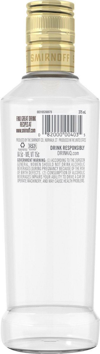 slide 3 of 3, Smirnoff Vanilla Vodka, 375 ml