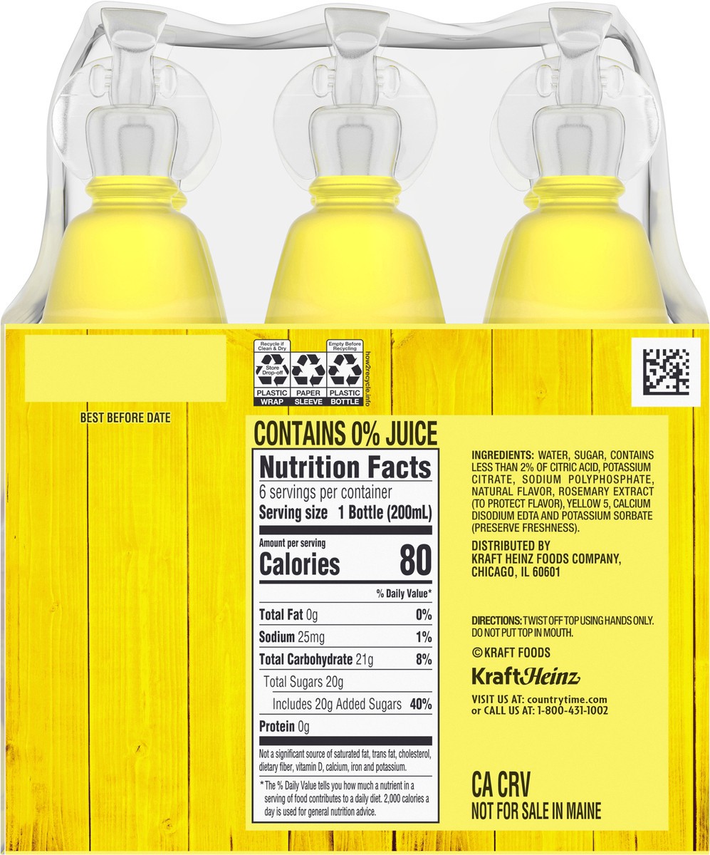 slide 6 of 9, Country Time Lemonade Naturally Flavored Drink, 6 ct Pack, 6.75 fl oz Bottles, 6 ct