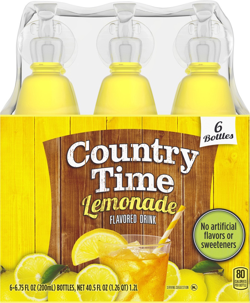 slide 4 of 9, Country Time Lemonade Naturally Flavored Drink, 6 ct Pack, 6.75 fl oz Bottles, 6 ct