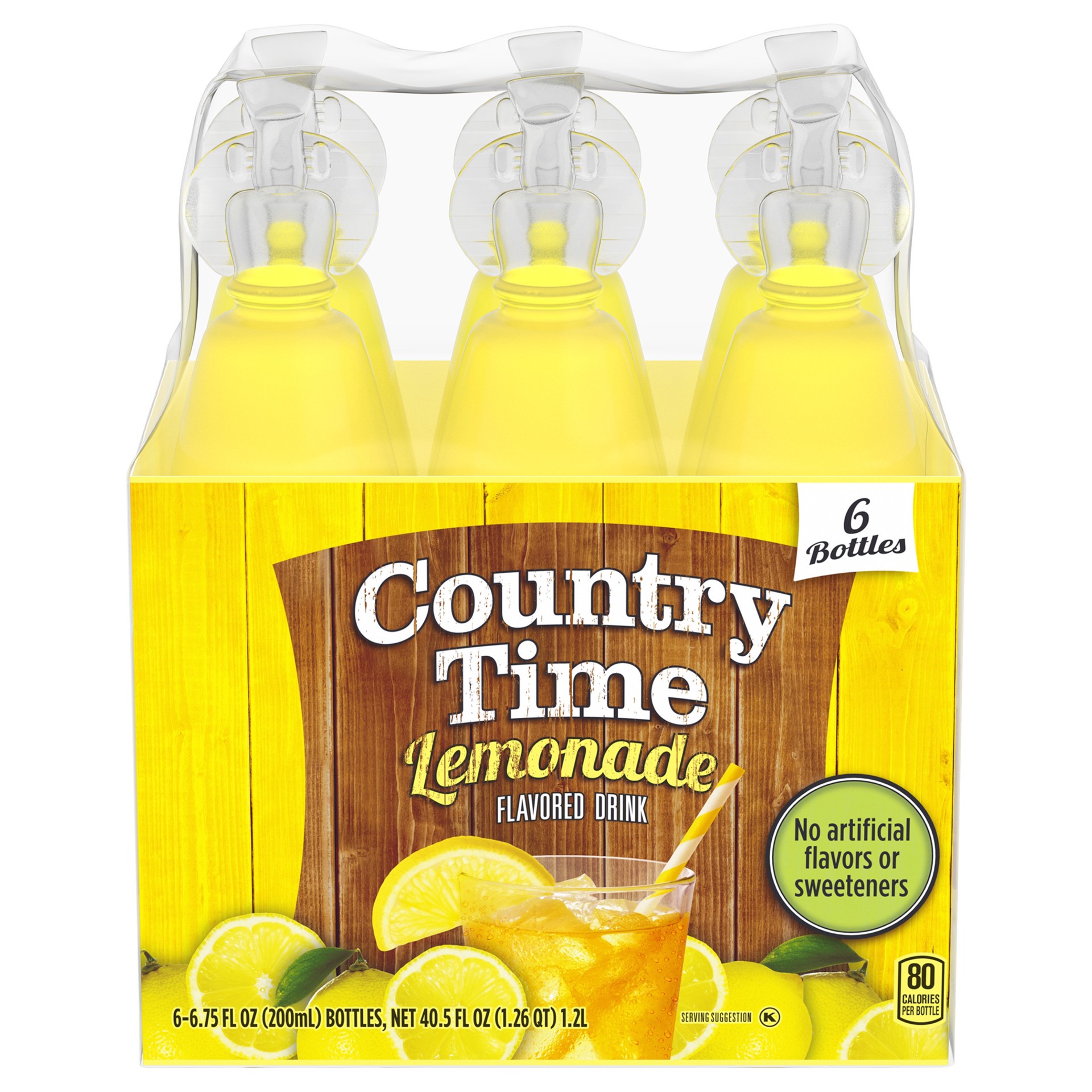 slide 1 of 9, Country Time Lemonade Naturally Flavored Drink, 6 ct Pack, 6.75 fl oz Bottles, 6 ct