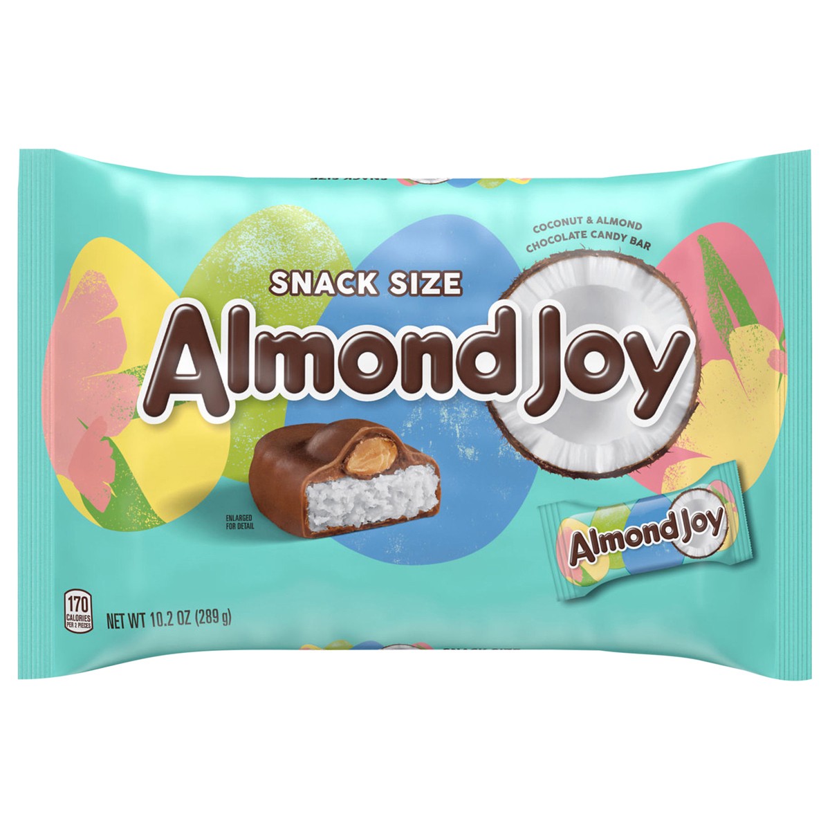 slide 1 of 1, ALMOND JOY Coconut and Almond Chocolate Snack Size, Easter Candy Bag, 10.2 oz, 10.2 oz
