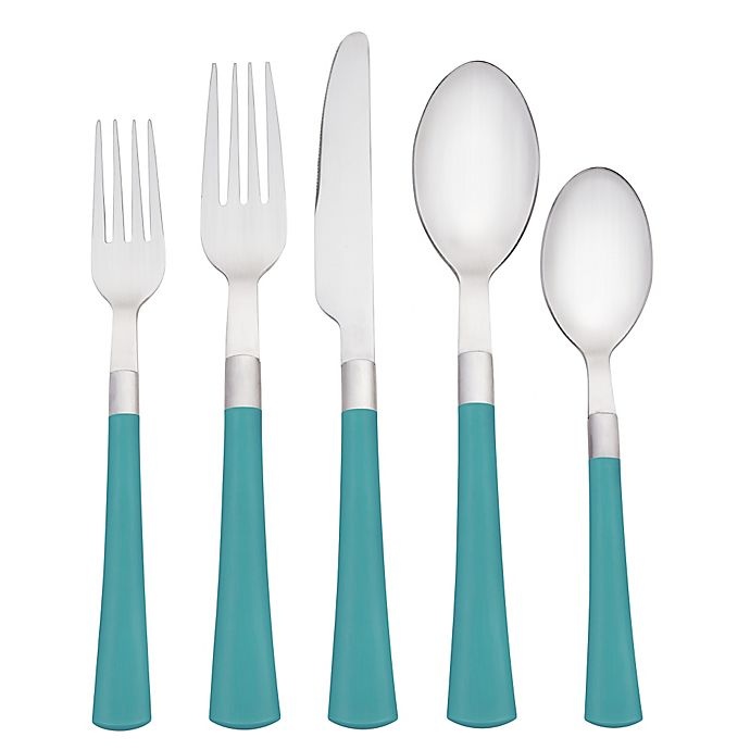 slide 1 of 2, Noritake Colorwave Flatware Place Setting - Turquoise, 5 ct