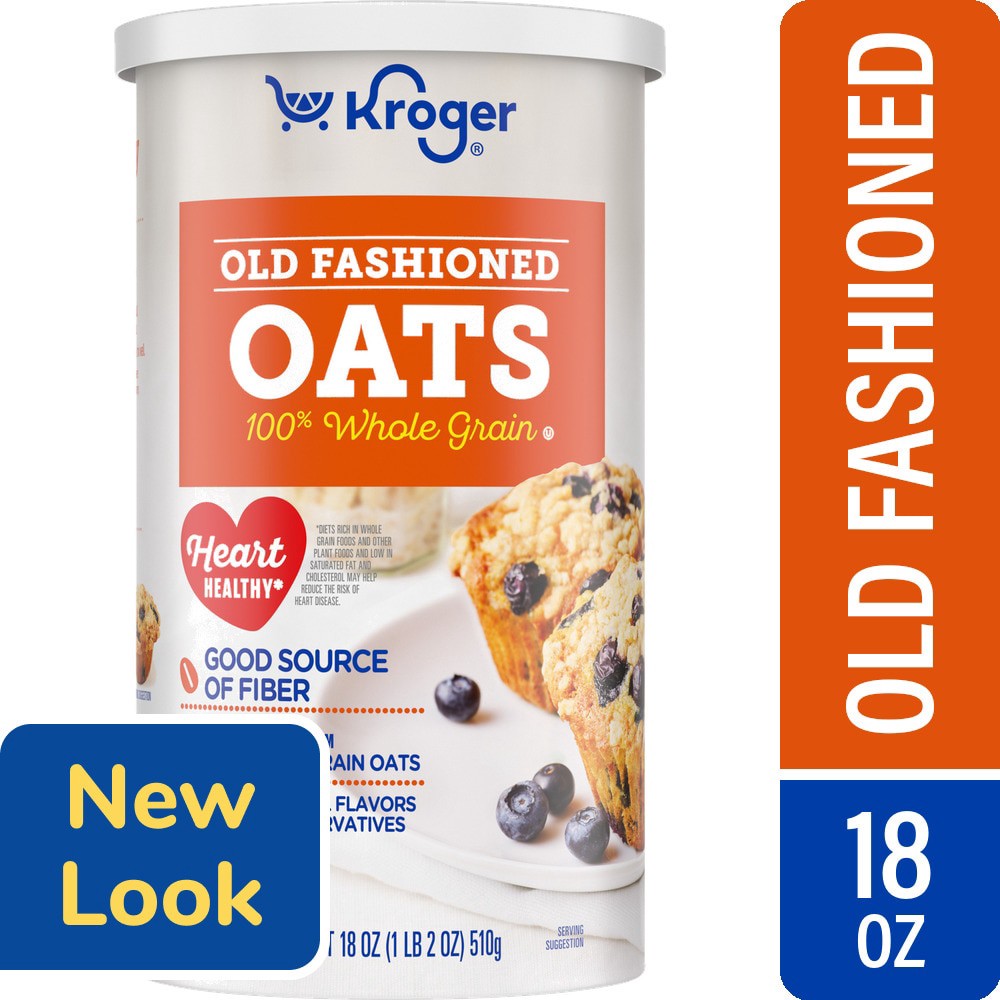 slide 1 of 2, Kroger Old Fashioned Whole Grain Oats, 18 oz