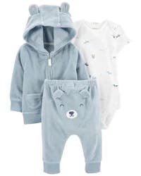 Carter's Carters Baby 3-Piece Bear Little Cardigan Set Blue/White 9M
