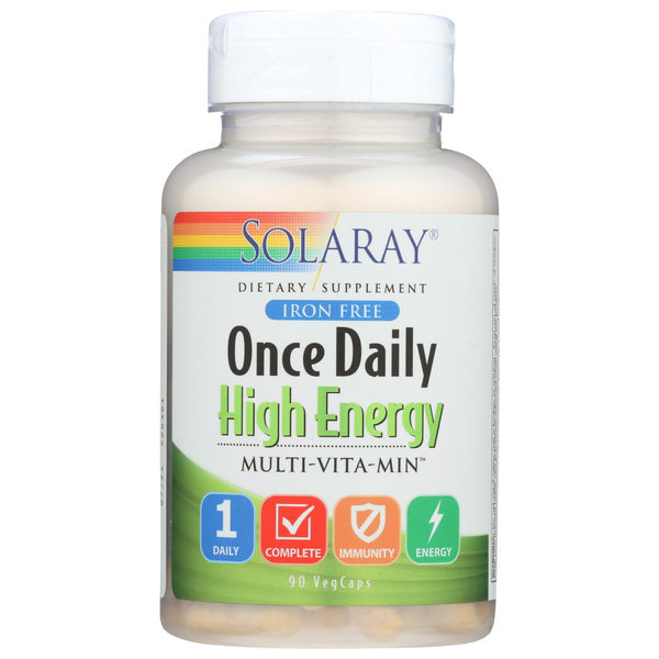 slide 1 of 1, Solaray Once Daily High Energy Iron Free, 90 ct