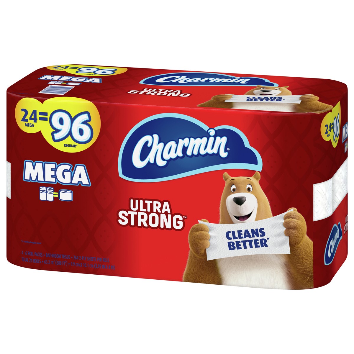 slide 3 of 5, Charmin Ultra Strong Toilet Paper 24 Mega Roll, 264 Sheets Per Roll, 24 ct