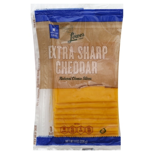 slide 1 of 1, Lowes Foods Natural Cheese Sharp Cheddar Slices, 8 oz