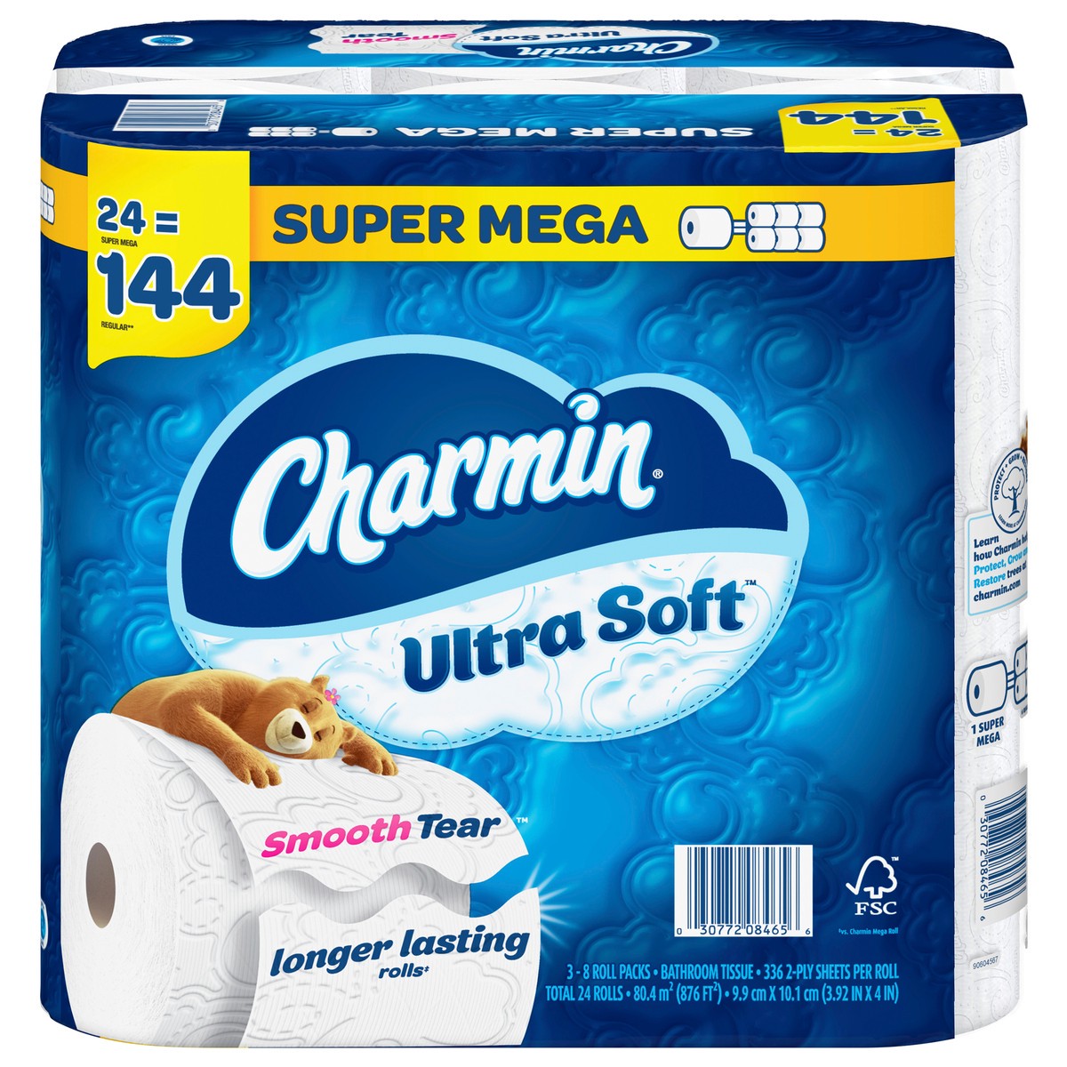 slide 6 of 8, Charmin Ultra Soft Toilet Paper 24 Mega XL Rolls, 336 Sheets Per Roll, 24 ct