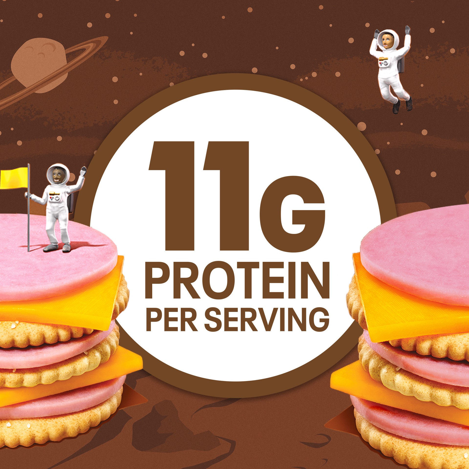 slide 5 of 5, Lunchables Ham and Cheddar Cracker Stackers with Vanilla Creme Cookies, 3.5 oz Tray, 3.50 oz