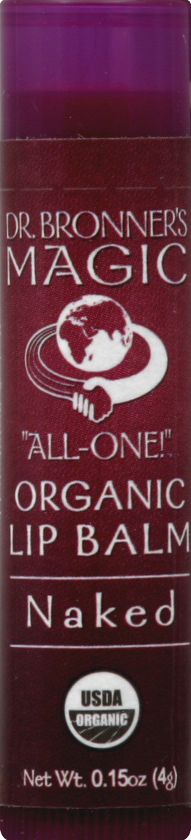 slide 3 of 3, Dr. Bronner's Naked Organic Lip Balm, 0.15 oz