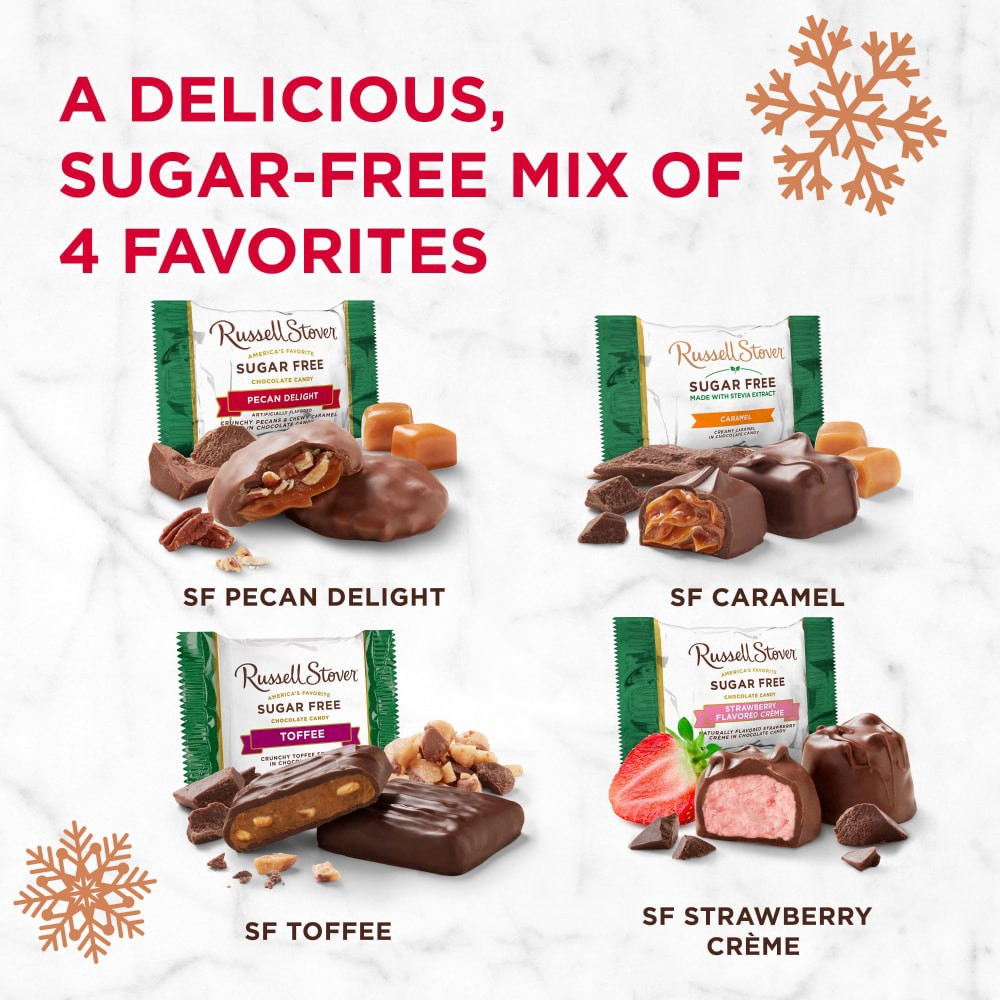 slide 4 of 6, RUSSELL STOVER Christmas Sugar Free Assorted Chocolate Candy Gift Box, 6.2 oz