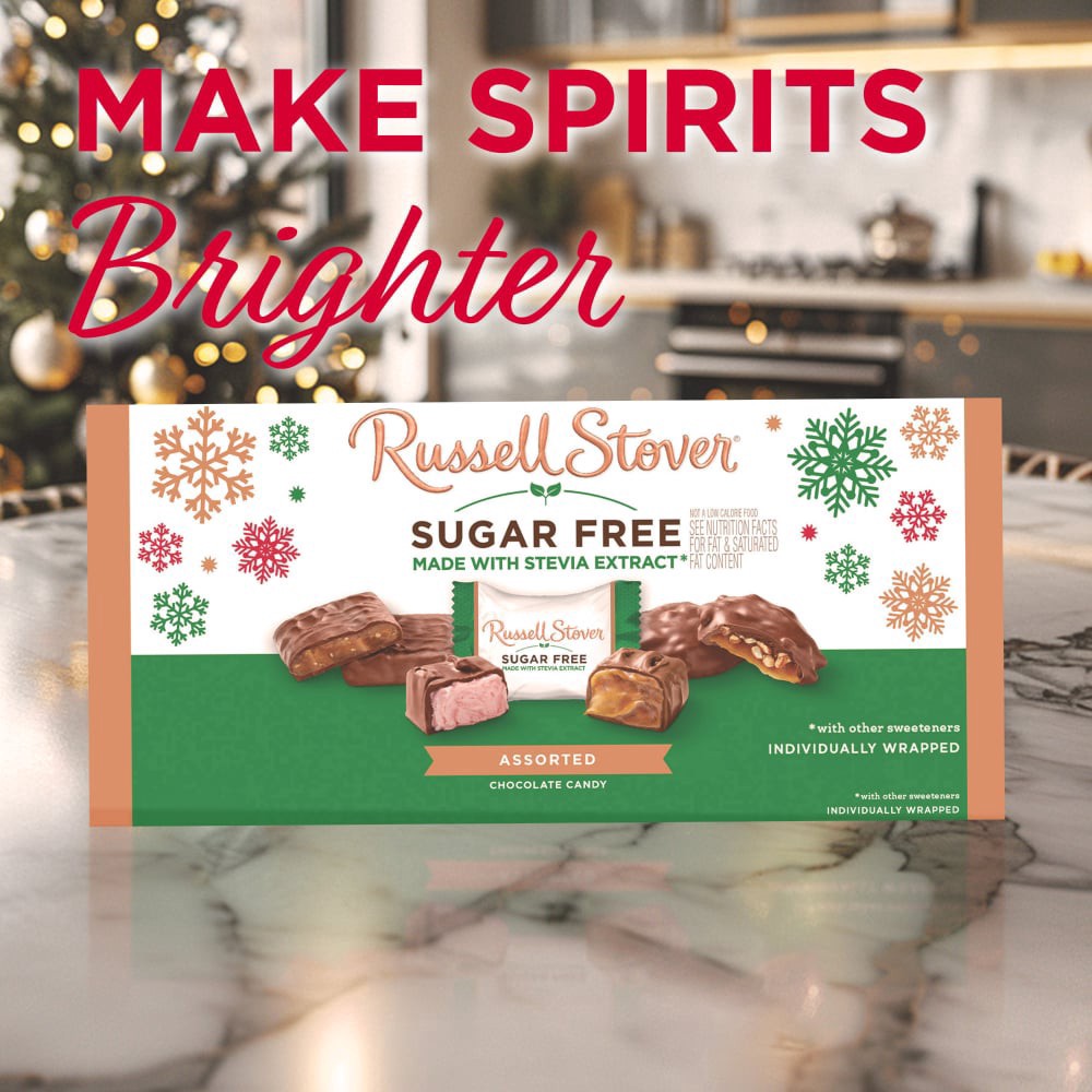 slide 2 of 6, RUSSELL STOVER Christmas Sugar Free Assorted Chocolate Candy Gift Box, 6.2 oz
